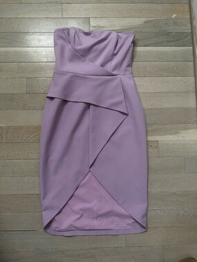 Lavish Alice Strapless Lilac Draped Sheath Dress